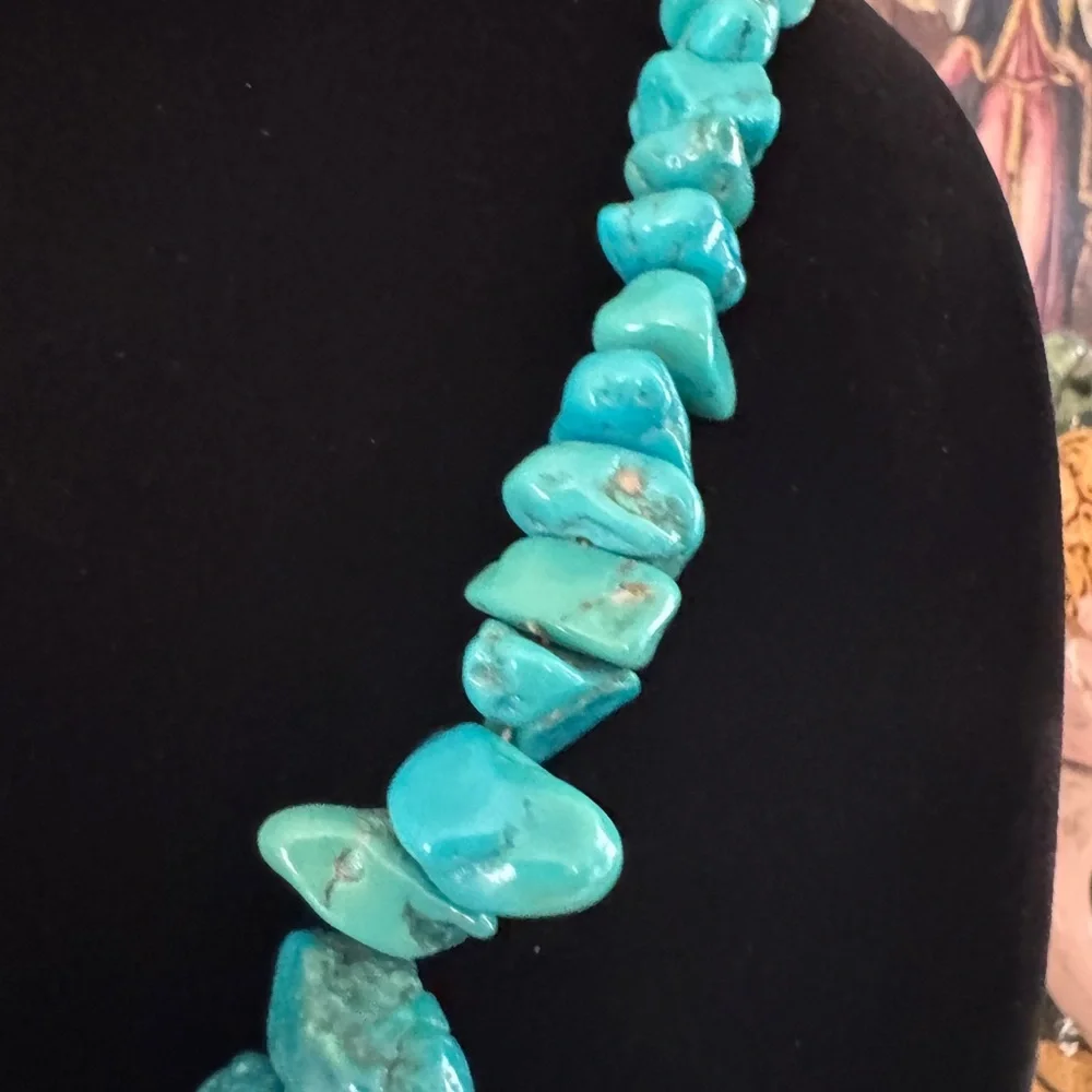 Turquoise‎ Nugget Chip Necklace 24” Long